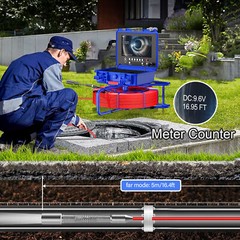 MAOTEWANG 9&rdquo; Sewer Pipe Inspection Camera 512HZ Self-leveling Meter Counter 50M