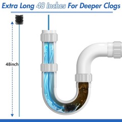 3 Pcs Flexible Drain Brush Set, 48&Prime; AC & HVAC Condensate Trap Cleaning Tool