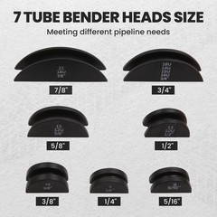 Pipe Tube Bender HVAC Refrigeration Ratchet Bending Heads Supports Tool Kit Set