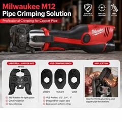 Rotating Press Jaw Ring Set For Milwaukee M12 US Standard Fittings 1/2&rdquo;&mdash;1&rdquo;