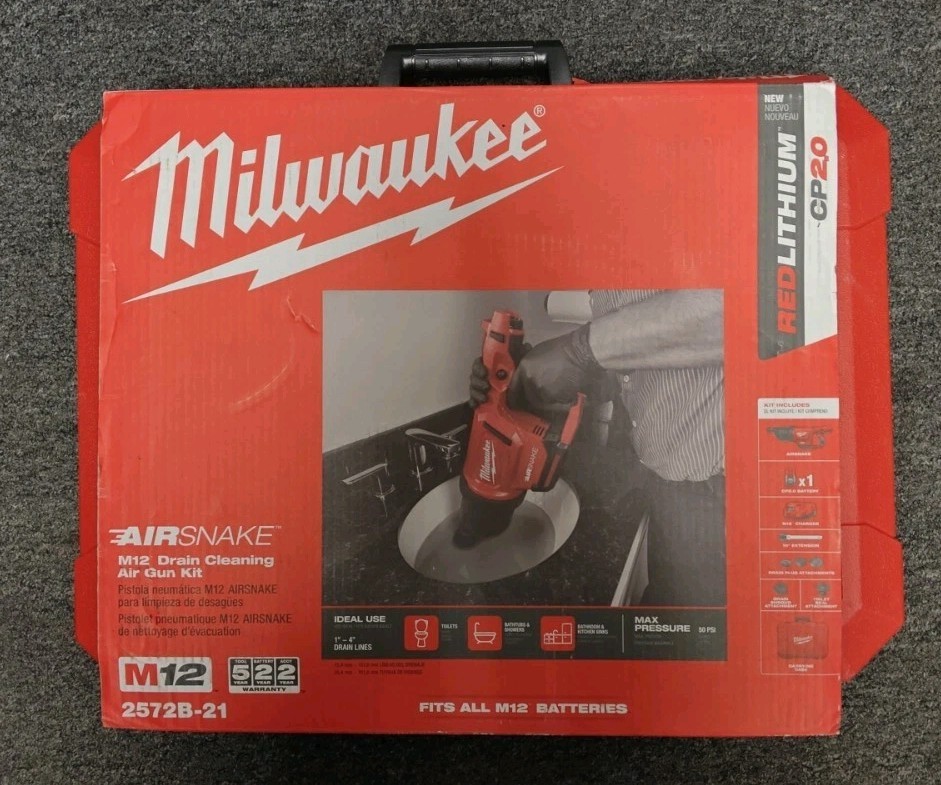 Milwaukee M12 AIRSNAKE Drain Cleaning Air Gun Kit (2572B-21) 2024