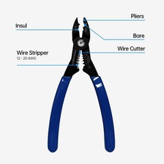 MINERGUY 4-in-1 Electrician&rsquo;s Pliers &ndash; Wire Stripper, Crimper, Household Cutter,