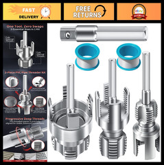 Heavy-Duty PVC Pipe Threader Kit &ndash; 3PCS Plastic Tool for 1/2&Prime;, 3/4&Prime;, 1&Prime; Pipes