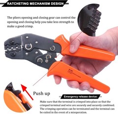 Manual Crimp Fold Tool with Ratchet &ndash; 26-16AMG Wire Crimping Pliers for Connecto