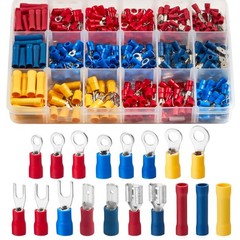 200pcs Insulated Crimp Wire Connector Terminal Assortment Contains Ring, Butt Sp