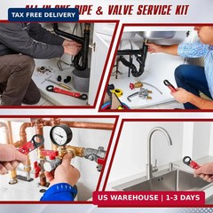 5 PCS Plumbing Tools Kit, Angle Stop Wrench with 1/2-Inch Compression Sleeve Pul