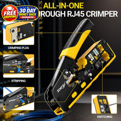 RJ45 Pass Through Crimping Tool Kit Cat7 Cat6 Cat5 Cable Tester Stripper