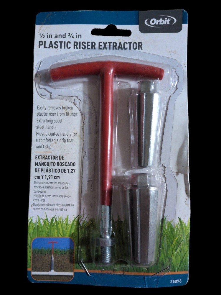 Orbit 26076 Sprinkler System 1/2&Prime; 3/4&Prime; Plastic Pipe Nipple Riser Extractor Tool