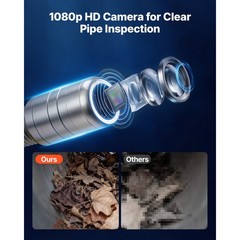 Uimoso 65.6 ft /20 m WiFi Sewer Inspection Camera w/ IP68 Waterproof and 12 LEDs