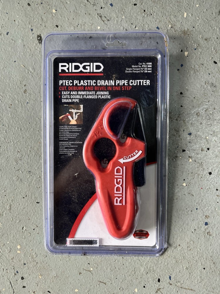 NEW, Sealed Ridgid PTEC Plastic Drain Pipe Cutter, #41608, PTEC 3000, Red