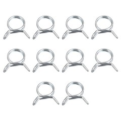 Double Wire Spring Hose Clamp, 10pcs 65Mn Steel 10mm Spring Clips, Silver Tone