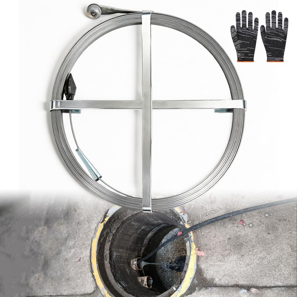 Sewer Snake,Manual Drain Snake 98.4 ft,Width 1inch,Thickness 1/10inch,Plumbin&hellip;