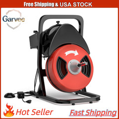 50FT 1/2In Portable Heavy Duty Drain Cleaner Auger Sewer Snake 250W