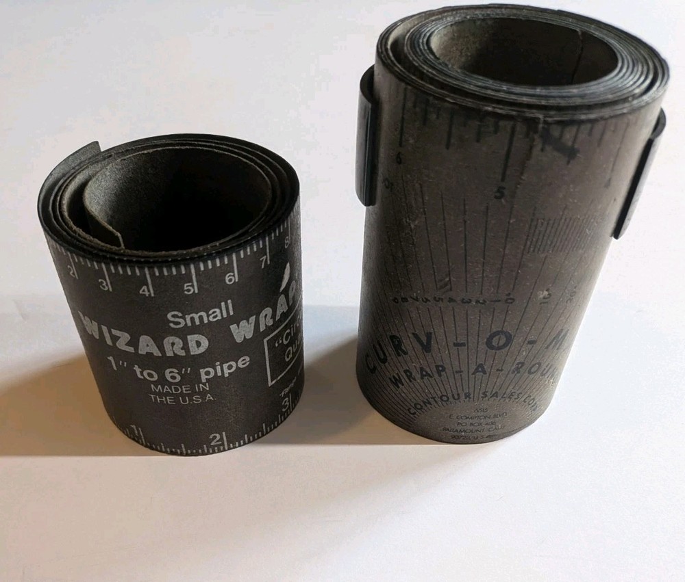 2 Old Pipe Tool Flange Small Wizard Wrap 1&Prime; To 6&Prime; & Curv O Mark 6615 Tools