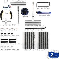 Flat Tire Repair Kit with Plug 68 Pcs for Car, Motorcycle, ATV, Jeep, Truck, Tra