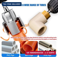 3PCS PVC Pipe Threader Tool Kit-1/2&Prime; 3/4&Prime; 1&Prime; Dual-Function Integrated Internal &