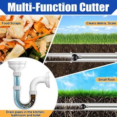 Drill Powered Drain Auger Attachment, 1.2&Prime; Spiral Clog Clearing Head, Universal