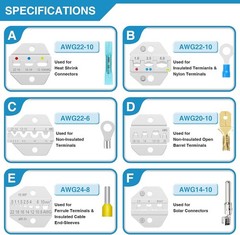 Plustool 6PCS Crimping Tool Set &ndash; Ratcheting Wire Crimper &ndash; for Heat Shrink, Ins