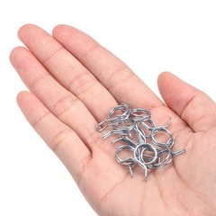 Double Wire Spring Hose Clamp, 10pcs 65Mn Steel 10mm Spring Clips, Silver Tone