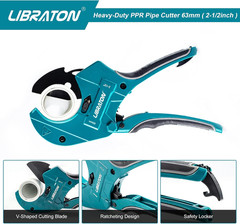 Libraton PVC Pipe Cutter 2-1/2&Prime;, Large PVC Cutter, Improved Blade for Heavy-Duty