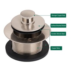 VATTNO Bath tub Drain Kit 1-7/8&Prime; 1-1/2-11.5NPSM Brushed Nickel Brass