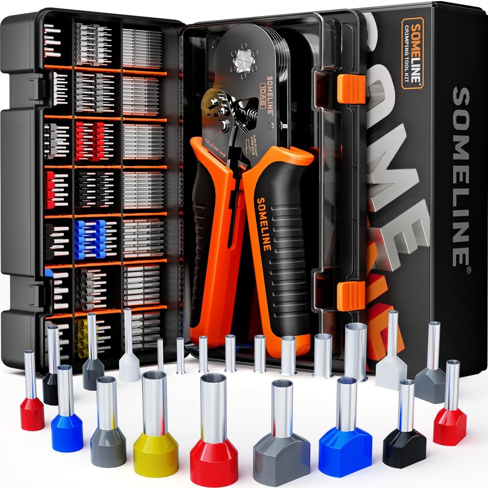 SOMELINE Ferrule Hexagonal Crimping Tool 0,25&ndash; 6mm&sup2;, Black, Silver, Orange