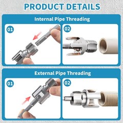 PVC Pipe Threader Set 1/2 And 3/4 Inch Carbon Steel Thread Cutting Dies Kit