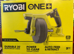 RYOBI ONE+ 18V Cordless Drain Auger w/ 25 ft Cable, Auto Feed &ndash; Tool Only, NEW