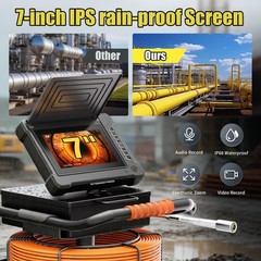 7&Prime; Sewer Pipe Inspection Camera Drain Pipeline Endoscope Self-Leveling 512Hz 40M