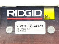 47765 RIDGID THREADING MACHINE DIES, RIGHT HANDED, HIGH SPEED 1/2&Prime; &ndash; 3/4&Prime; NPT