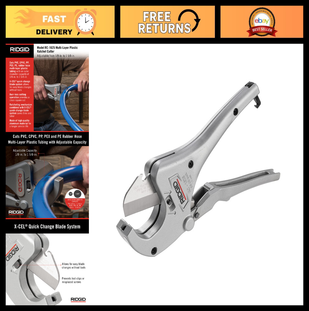 Aluminum Ratchet Pipe Cutter 1/8&Prime; to 1-5/8&Prime; for Plastic Tubing &ndash; Compact & Durab