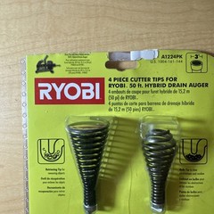 Ryobi A1224PK Cutter Tips for 50 ft Drain Auger, Quick-Connect, 5/16 Open Box