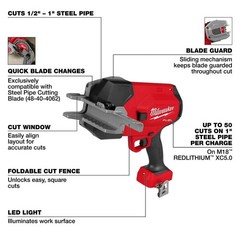 Milwaukee 3469-20 M18 FUEL 18V &frac12;&rdquo;-1&rdquo; Steel Pipe Cutter