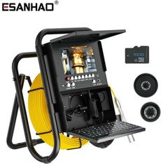 HD 1080P Sewer Pipe Inspection Camera with Keyboard Meter Counter 7&Prime; Monitor 50M