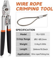 Up to 2.2mm Wire Rope Crimping Tool Kit, 99FT Stainless Steel Wire Rope (3 Sizes