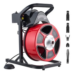 Uimoso Drain Cleaning Machine 50FT x 1/2Inch Manual Feed Snake with 4 Cutters