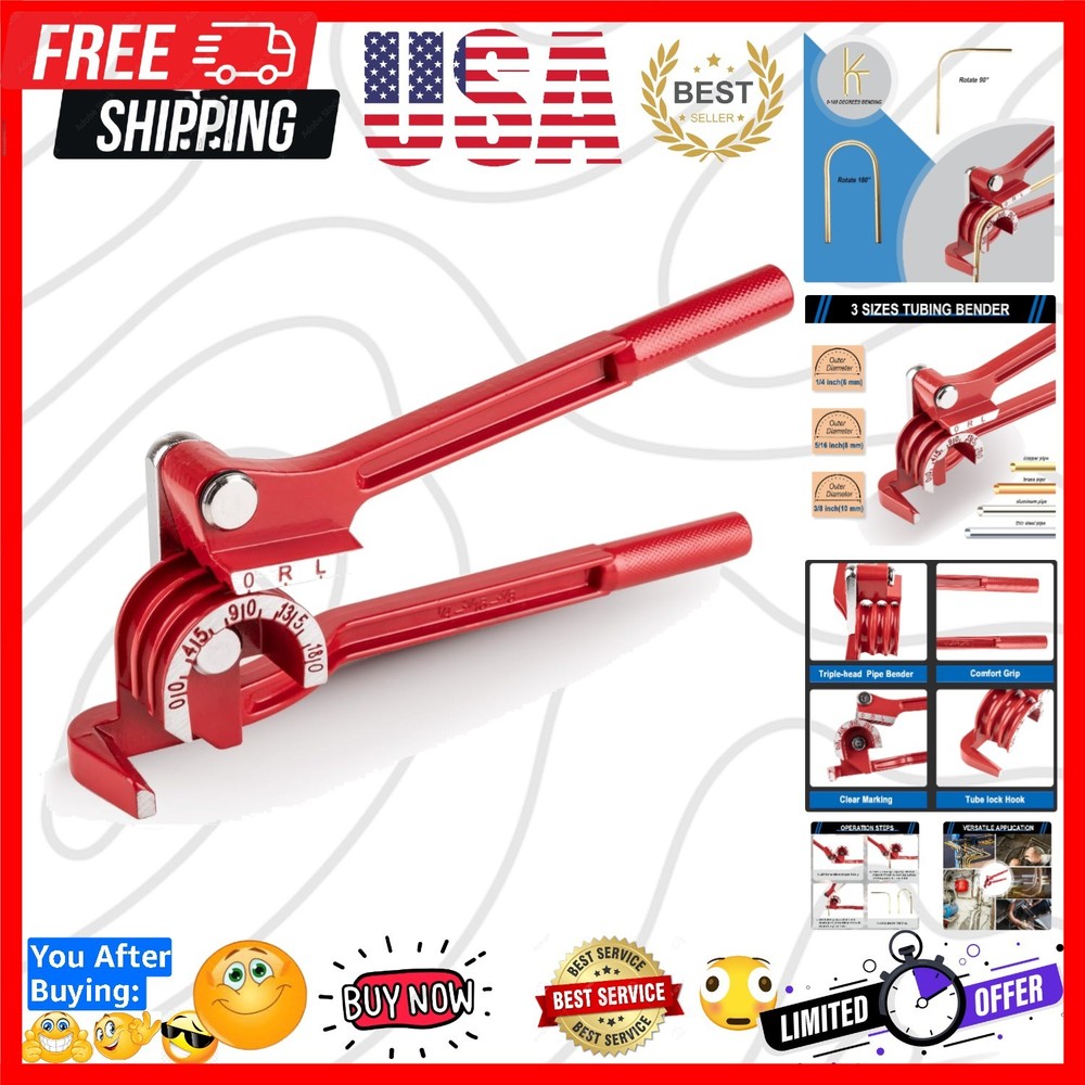 3 In 1 Tubing Bender, 0-180 Degrees Tube Bender Manual Pipe Bender Tool for 1&hellip;