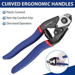 Cable Cutter, 7-1/2 Inch Heavy Duty Wire Rope Cutter | CR-V Steel Wire Cable wit