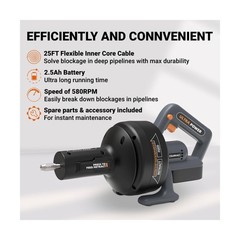 Electric Drain Auger 25ft auto feed Cordless Drain Cleaner machine Plumbing s&hellip;