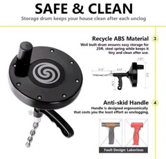 Drainsoon Auger 25 Foot, Plumbing Snake Drain Auger Sink Auger Hair Clog Remover