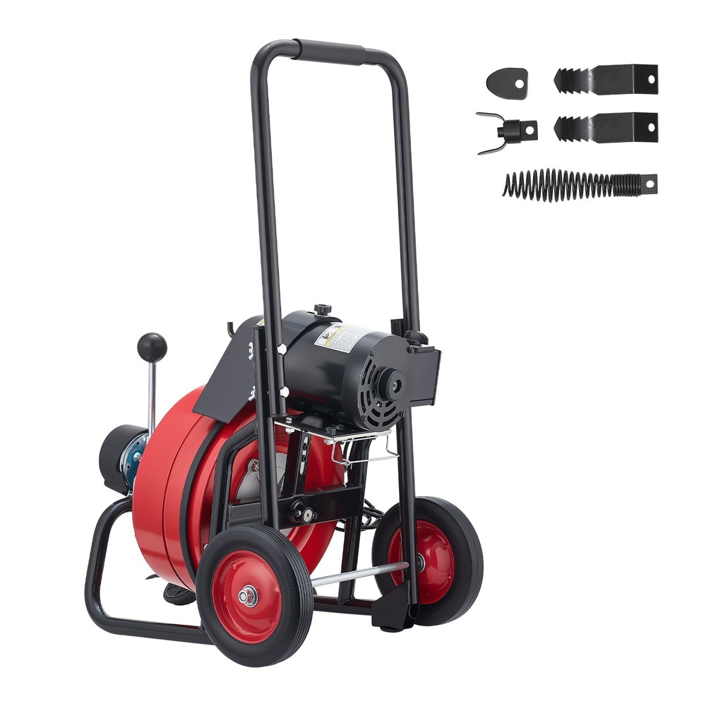 Uimoso Electric Drain Cleaning Machine with 100 FT x 3/8 In Cable and Auto Feed