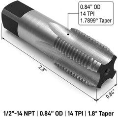 1/2&Prime;-14 NPT Pipe Tap &ndash; Metal Thread Repair Tool for Steel, Iron & Copper Fitting