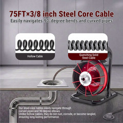 75FT x 3/8 In Drain Cleaner Machine, 2&Prime;-4&Prime; Pipesnual Feed Electric Drain Auger