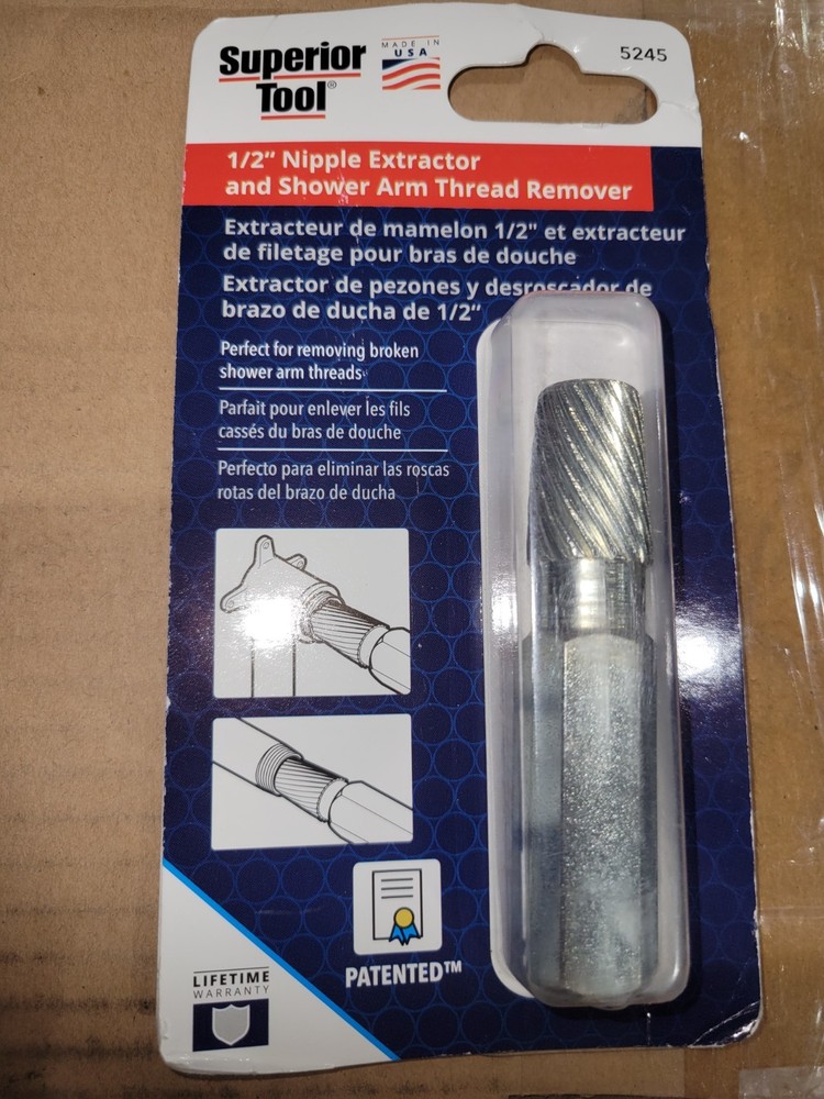Superior Tool 05245 1/2&Prime; Nipple Extractor & Shower Arm Thread Remover PRO
