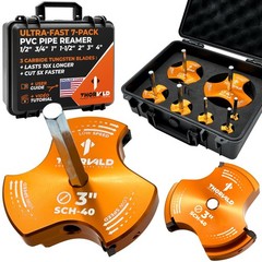 PVC Pipe Reamer Tool Set &ndash; 7 Sizes with Tungsten Carbide Blades & Guide &ndash; Plumbi