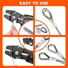 Sanuke Wire Rope Crimping Tool for 3/64 1.0mm, 1.2mm, 1.5mm, 2.0mm, Silver