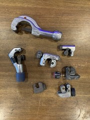 Lot Of (7) Various Pipe Cutters Ridgid, Alue, Imperial, Husky & unbranded