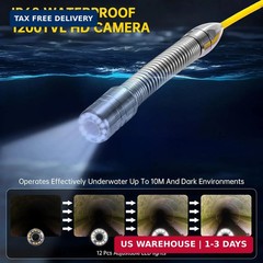 Sewer Camera 100ft,SPRIDRAIN Drain Pipe Camera HD 5in Screen with 32GB DVR,Water