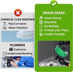 Drain Snake 50 Ft, Plumbing Snake for Sink and Drain Unblocking, Drain Auger