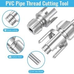 5-Piece Pipe Threading Tool Kit with 1/2&Prime; 3/4&Prime; 1&Prime; Dies, Bolt Extractor, Steel Ca
